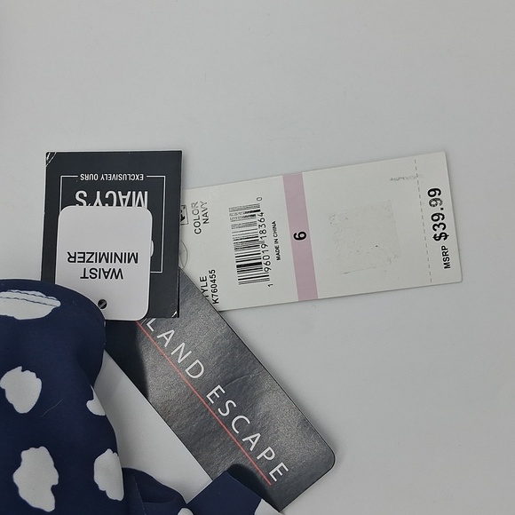 Island Escape Spotted Print Tiered Tankini Top Navy Blue 6 - Picture 6 of 6